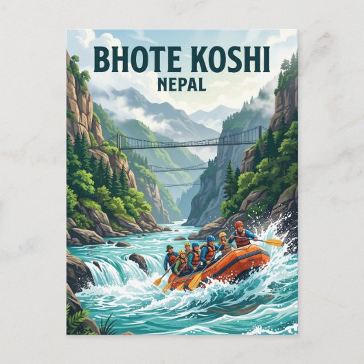 Bhote Koshi Fluss Nepal Postkarte (Vorderseite)