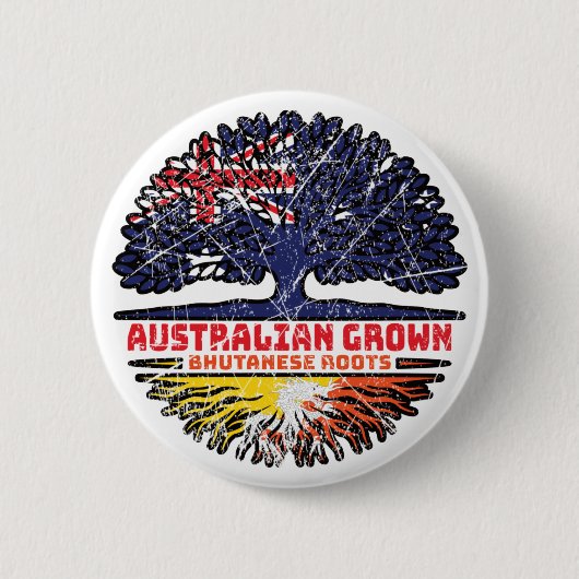 Bhutan Bhutanese Australian Australia Tree Roots Button (Vorderseite)