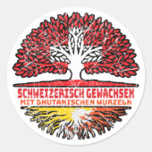 Bhutan Bhutanisch Schweizer Schweiz Baum Wurzel Runder Aufkleber (Vorderseite)