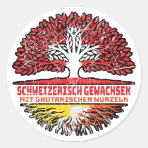 Bhutan Bhutanisch Schweizer Schweiz Baum Wurzel Runder Aufkleber