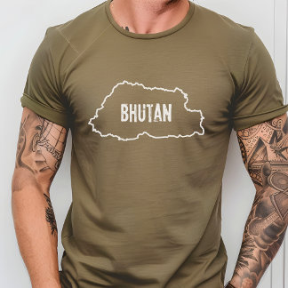 Bhutan Country Map Shirt Bhutanese Kontur T - Shir
