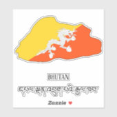 Bhutan Flag Charming Patriotic Map Aufkleber (Blatt)