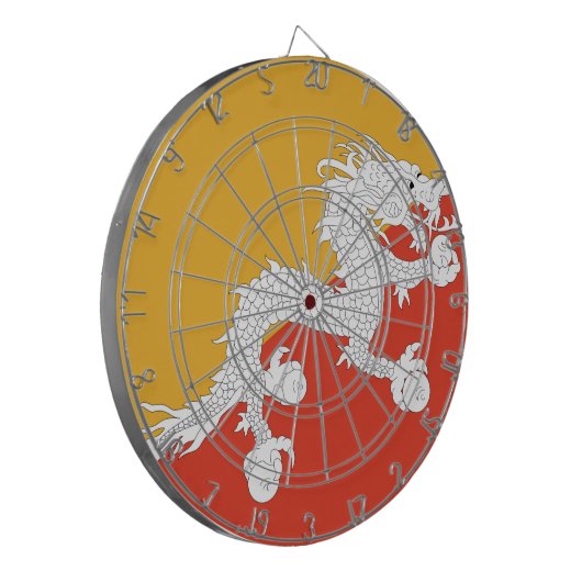 Bhutan Flag Dartscheibe (Vorderseite Links)