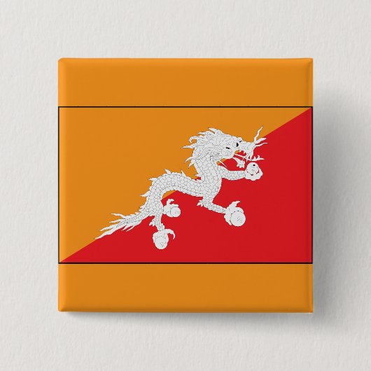 Bhutan Flag Design mit weißem Drachen Button (Vorderseite)