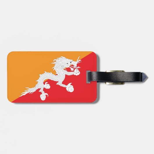 Bhutan Flag Design mit weißem Drachen Gepäckanhänger (Rückseite horizontal)