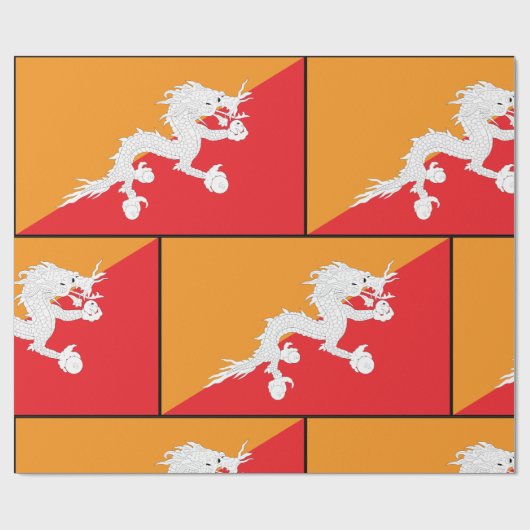 Bhutan Flag Design mit weißem Drachen Geschenkpapier (Flach)