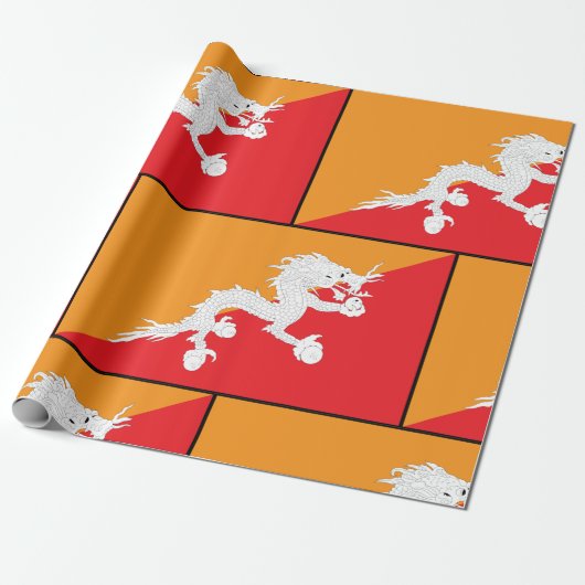 Bhutan Flag Design mit weißem Drachen Geschenkpapier (Ungerollt)
