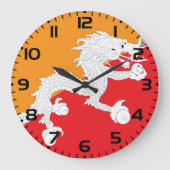 Bhutan Flag Design mit weißem Drachen Große Wanduhr (Vorderseite)