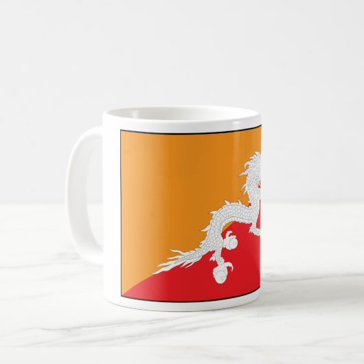 Bhutan Flag Design mit weißem Drachen Kaffeetasse (Vorderseite Links)