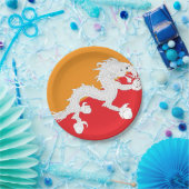 Bhutan Flag Design mit weißem Drachen Pappteller (Party)