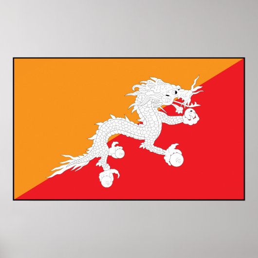 Bhutan Flag Design mit weißem Drachen Poster (Vorne)