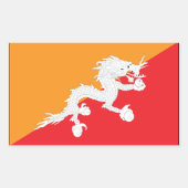 Bhutan Flag Design mit weißem Drachen Rechteckiger Aufkleber (Vorderseite)