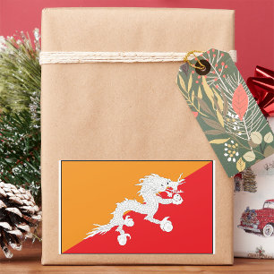 Bhutan Flag Design mit weißem Drachen Rechteckiger Aufkleber