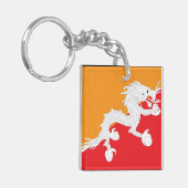 Bhutan Flag Design mit weißem Drachen Schlüsselanhänger (Vorderseite links)