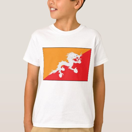 Bhutan Flag Design mit weißem Drachen T-Shirt (Vorderseite)