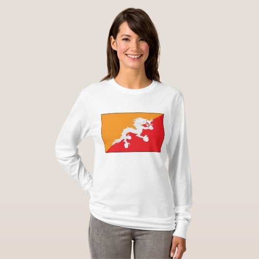 Bhutan Flag Design mit weißem Drachen T-Shirt (Vorne ganz)
