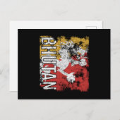 Bhutan Flag Distressed Postkarte (Vorne/Hinten)