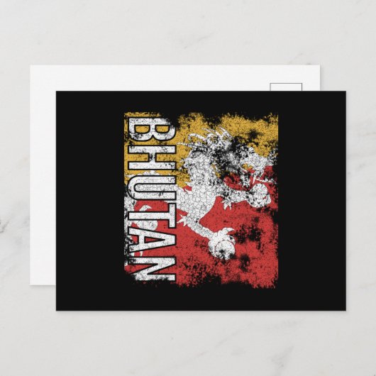 Bhutan Flag Distressed Postkarte (Vorne/Hinten)