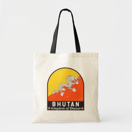 Bhutan Flag Emblem gestört Vintag Tragetasche (Vorne)