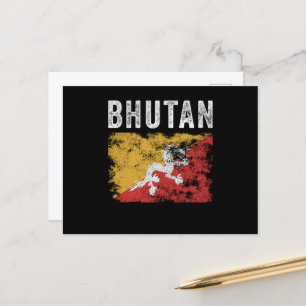 Bhutan Flag erschüttert - bhutanische Flagge Postkarte