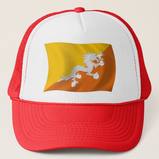 Bhutan Flag Hat Truckerkappe (Vorderseite)