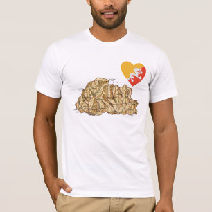 Bhutan Flag Herz und Karte T - Shirt