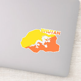 Bhutan Flag in der Landkarte Aufkleber