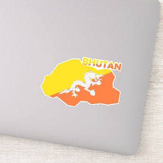 Bhutan Flag in der Landkarte Aufkleber