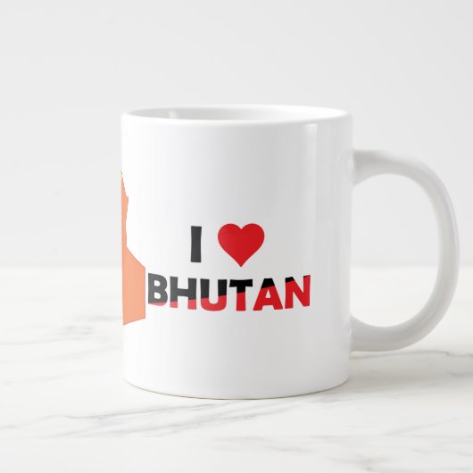 Bhutan Flag in der Landkarte Jumbo-Tasse (Rechts)