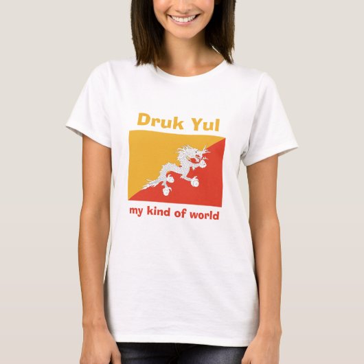 Bhutan Flag + Karte + Text-T - Shirt (Vorderseite)