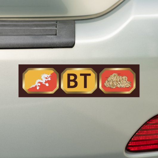 Bhutan Flag Map Code Autoaufkleber (Auf Auto)