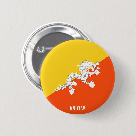 Bhutan Flag Niedlich Patriotic Button (Vorne & Hinten)