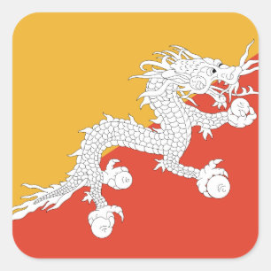 Bhutan Flag Quadratischer Aufkleber