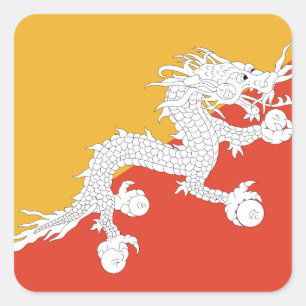 Bhutan Flag Quadratischer Aufkleber