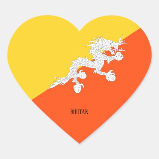 Bhutan Flag Splendid Patriotic Herz-Aufkleber (Vorderseite)