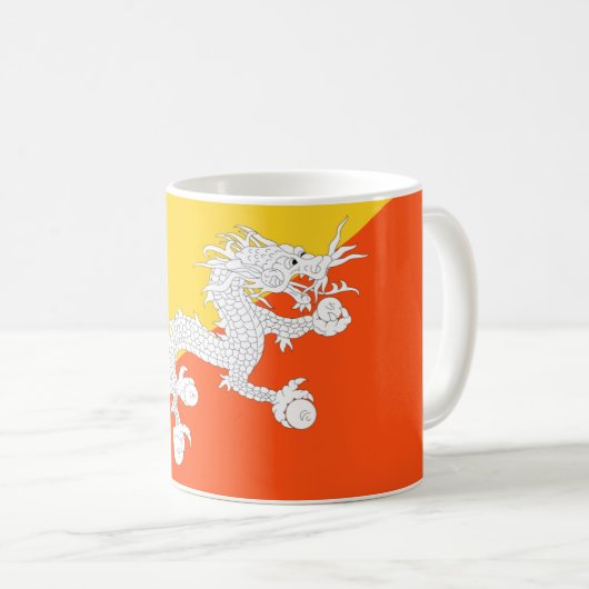 Bhutan-Flagge Kaffeetasse (VorderseiteRechts)