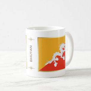 Bhutan-Flagge + Karten-Tasse Kaffeetasse