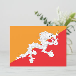 Bhutan-Flagge mit weißem Drachen Einladung