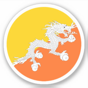 Bhutan-Flagge Rund Aufkleber