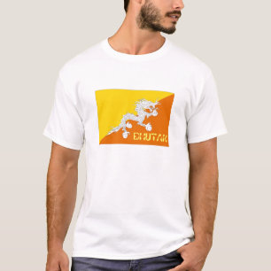 Bhutan-Flaggenandenken-T - Shirt