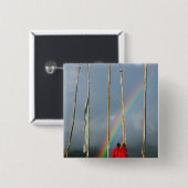 Bhutan, Gangtey Dorf, Regenbogen über zwei Button (Vorne & Hinten)
