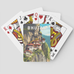 Bhutan Illustration Reise Kunst Vintage Spielkarten