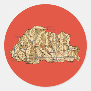 Bhutan-Kartenaufkleber Runder Aufkleber