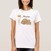 Bhutan Map + Flag + Titel T - Shirt (Vorderseite)
