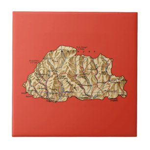 Bhutan Map Tile Fliese