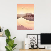Bhutan Minimal Reiseplakat Poster (Heimbüro)