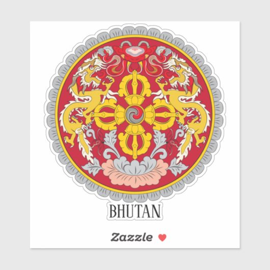 Bhutan National Coat of Arms Patriotic Aufkleber (Blatt)