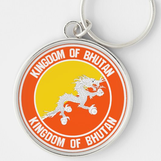 Bhutan Round Emblem Schlüsselanhänger (Vorne)
