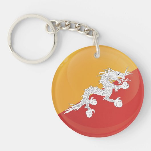 Bhutan Round Icon Flag Schlüsselanhänger (Vorderseite)