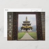 Bhutan-Tempeltür Postkarte (Vorne/Hinten)